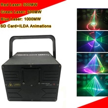 2W DMX RGB ILDA Animation Laser Projector Scanner Professional Stage Lighting DJ Disco Bar Club Party Wedding Effect + SD Card