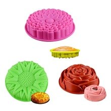 3 Pack Flower Shape Silicone Cake Bread Pie Flan Tart Molds for Valentine's Day