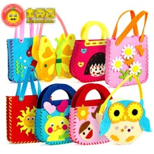 3 stks Applique DIY Bag Kinderen Handgemaakte Montessori Speelgoed niet-geweven Doek Cartoon Dier Bloem Bag Craft Art craft Gift