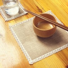 30x40cm Nature jute table mat Rustic wedding decoration place mat 10x10cm cup mat home diy decoration waterproof table mat