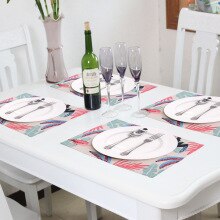 30x42cm Flamingo Cotton Linen Western Pad Hawaii Party Decoration Table Mat for Home Kitchen Tableware Placemat Accessories