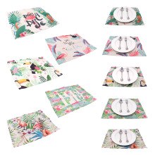 30x42cm birthday party Cotton linen flamingo table mat home table heat resistant cup mat wedding  banquet decorations