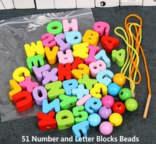 31/41/51pcs Number Letter Blocks Beads 3 styles,Children's Jewelery Making Utilities wood bead toys,girl Educational arts gifts