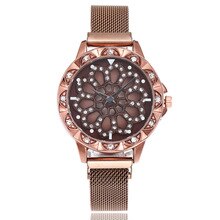 360 Degree Rotation Fashion Watch Magnet Starry Sky Wristwatch Geometric Quartz Watches Openwork Disk Rotating Watch New