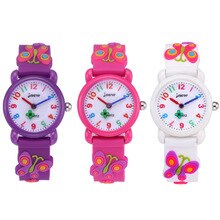 3D Butterfly Pattern Water Resistance Girls Flower Watch Silicone Straps Children's Quartz Wristwatches Kids Sports Cute Clock