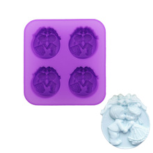 4 Holes Round Shape Silicone Soap Mold Baby Kiss Pattern Aromatherapy Wax For Wedding Dessert Decorating Tools