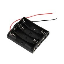 4 x AAA Battery Storage Case Plastic Box Holder with 6'' Cable Lead for 4pcs AAA Batteries for Soldering Connecting Black NEW