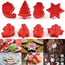 4Pcs Christmas Cookie Plunger Mould Fondant Cake Mold Bake Set Household Family Accessories Cookie