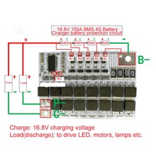 4S 100A BMS 16.8V 18650 Li-ion Li-POLYMER Lithium POLYMER LiMnO Battery Protection Board BMS 4S Charging Circuit Balancer Module