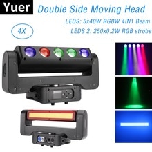 4XLot LED Beam Strobe Double Sides 5X40W +250X0.2W RGBW 4IN1 Moving Head Stage Lighting DMX LED Stage Light Music DJ Wedding