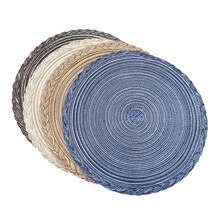 4pcs Round Placemat Dining Table Mat Pad Heat Resistant Tableware Cups Coaster Non-Slip For Home Kitchen Festival Party Supply