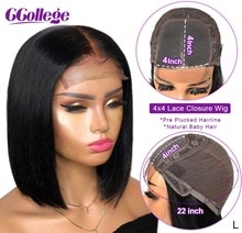 4x4 Lace Closure Wig Peruvian Straight Wig And 13X4 Glueless Lace Front Wig Short Bob Human Hair Wig For Women Non Remy