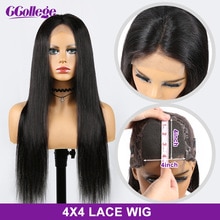 4x4 Lace Closure Wigs Straight Human Hair Wigs For Black Women Brazilian Hair Wigs 8''-24'' Pre-Plucked With Baby Hair Non Remy