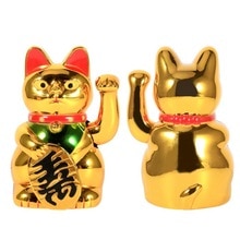 5 inch Small Gold Waving Cat Hand Paw Up Wealth Prosperity Welcoming Cat Good Luck Cat Feng Shui Decoration