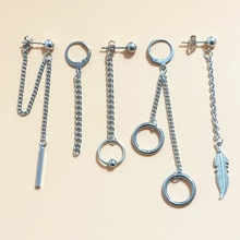 5 pcs/set KPOP BTSARMY Bangtan DNA V Kim Tae Hyung Titanium Stainless steel Tassel Earrings Korean Jewelry For Men and Women