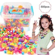 500Pcs Pop Snap Beads Kit  Reusable DIY Necklace Bracelet Ring Toddler Kids Toy  Making Necklace Bracelet and Ring Gift For girl