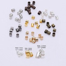 500pcs/lot Dia 1.5 2.0 2.5mm Rhodium Silver Copper Position Tube Crimp End Stopper Spacer Beads For DIY Jewelry Making Findings