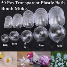 50Pcs 40/50/60/70/80mm Bath Bomb Mold Clear Round Ball Sphere Plastic Fillable Bath Bomb Mold Mould Plastic DIY Bathing Tool