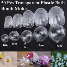 50Pcs 40/50/60/70/80mm Clear Round Ball Sphere Plastic Fillable Ball Bath Bomb Mold Mould Plastic DIY Bathing Tool