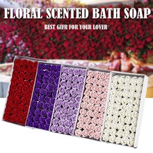 50Pcs Floral Scented Bath Soap Rose Flower Petals Plant Essential Oil Rose Soap Set Bath Soap Shaped Petals Wedding Party Gift