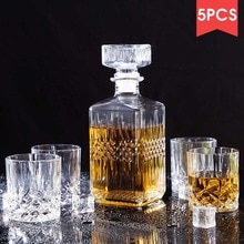 5PCS/Set Glass Decanter Wine Separator Set Household Red White Wine Glass Cup Whiskey Liqour Pourer Home Bar Vodka Beer Bottle