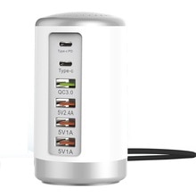 6 Port USB Charger HUB Multi USB Charging Station Dock PD+QC3.0 Charger Universal Mobile Phone Desktop Wall Home US/EU/UK Plug