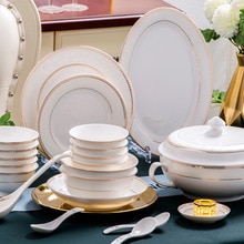 60 Heads Dinnerware Sets Jingdezhen Ceramic Dinner chinese dishes Rice Bowl Soup Bowl Salad Noodles Bowl Plate Tableware