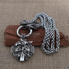 60cm Stainless Steel Snake Head Chain Necklace Nordic Viking Raven Warrior Pendant Men's Long Necklace Sweater Chain Jewelry