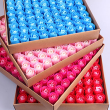 81PCS Colorful Heart-Shaped Rose Soap Flower Wedding Party Gift Handmade Petal Decor Bath Red Pink Green Blue Purple Romantic