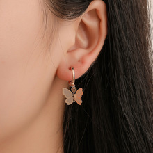 8Seasons Fashion Gold/Silver Frosted Butterfly Hoop Earrings For Women Wedding Party Drop Earrings Jewelry Gifts Brincos, 1Pair