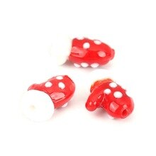 8Seasons Lampwork Glass Christmas Beads Glove White & Red Fashion Jewelry Party Gifts DIY Accessories About 18mm x 14mm, 5 PCs
