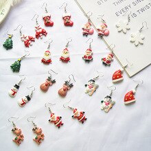 8Seasons New Fashion Christmas Santa Claus Dangle Earrings For Women Wild Cartoon Winter Snowflake Cute Drop Earrings Jewelry