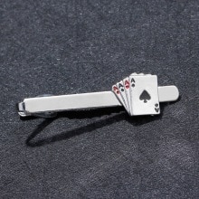 8Seasons New Fashion Silver Color  Poker Shape Tie Pin Clamp Shirt Tie Bar Clasp Mens Party Gifts Jewelry Accessories,1 Piece