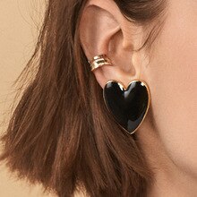 8Seasons New Sweet Geometric Big Heart Stud Earrings Gold Color Metal Enamel For Women Wedding Banquet Earrings Fashion Jewelry