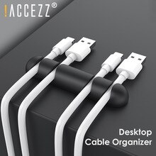 !ACCEZZ Management Wire Winder USB Cable Organizer Holder Earphone Mouse Cord Silicone Clip Phone Cables Line Desktop Organizer