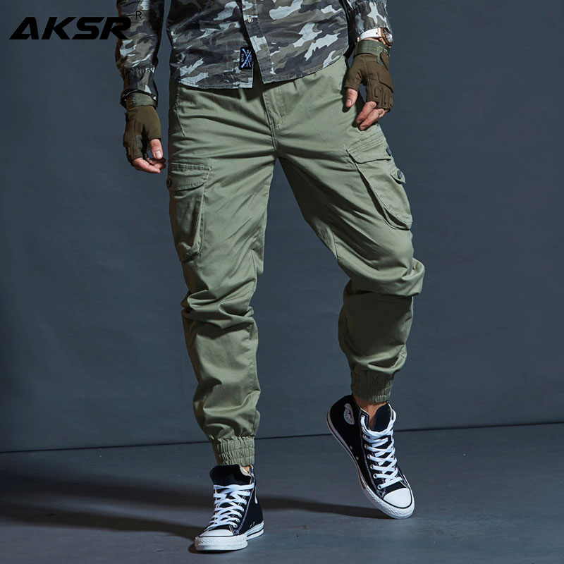 AKSR Men's Hip Hop Streetwear Cotton Cargo Pants Large Size Flexible Tactical Harem Pants Military Trousers Joggers Sweatpants