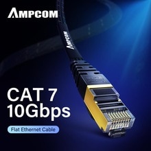 AMPCOM Ethernet Cable RJ45 Cat7 Lan Cable STP RJ 45 Flat Network Cable Patch Cord for Modem, Router, TV, Patch Panel, PC, Laptop