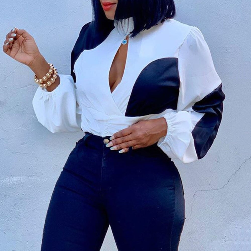 African Fashion Sexy Blouse Women White Shirt Long Sleeve Spring 2020 Hollow Turtleneck Tops Zipper Casual Short Blouses Shirts