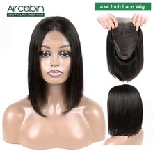 Aircabin 4x4 Short Lace Wig Human Hair Wigs 8"-16" Bob Lace Closure Wigs Peruvian Hair Bob Wig For Black Women Hair Non Remy