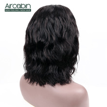 Aircabin 4x4 lace Closure Body Wave Wigs Brazilian Human Hair For Black Women Short Bob Wigs Medium Brown Swiss Lace Closure