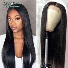 Aircabin 4x4 lace Closure Wigs Brazilian Straight Human Hair Wig 8-26 Inch Non-Remy For Black Women Pre Plucked Bleached Knots