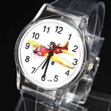 Aircraft Fighter Aviator Dream Kids Children's Cartoon Gift Quartz Watches Boy Girl Transparent Band Baby Birthday Wrist Watch