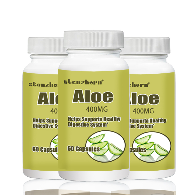 Aloe  60pcs  400mg X 3 Bottles Total 180PCS Supports a Healthy Digestive System