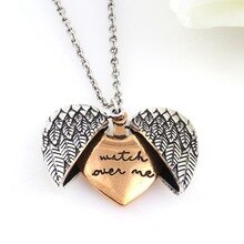 Angel Wings Love Heart Pendant Necklace Can Open Carving Letters Wath Oue Me Jewelry Women Elegant Fashion Necklaces Jewelry