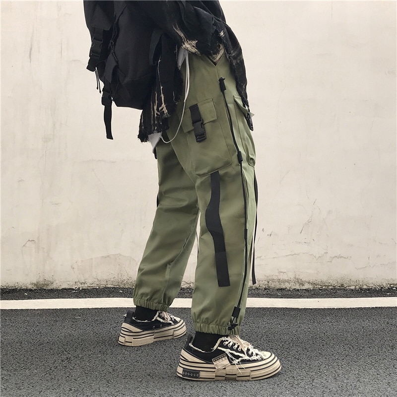 Autumn Overalls Men's Fashion Solid Color Multi-pocket Tooling Trousers Men Streetwear Wild Loose Hip Hop Joggers Trousers Mens