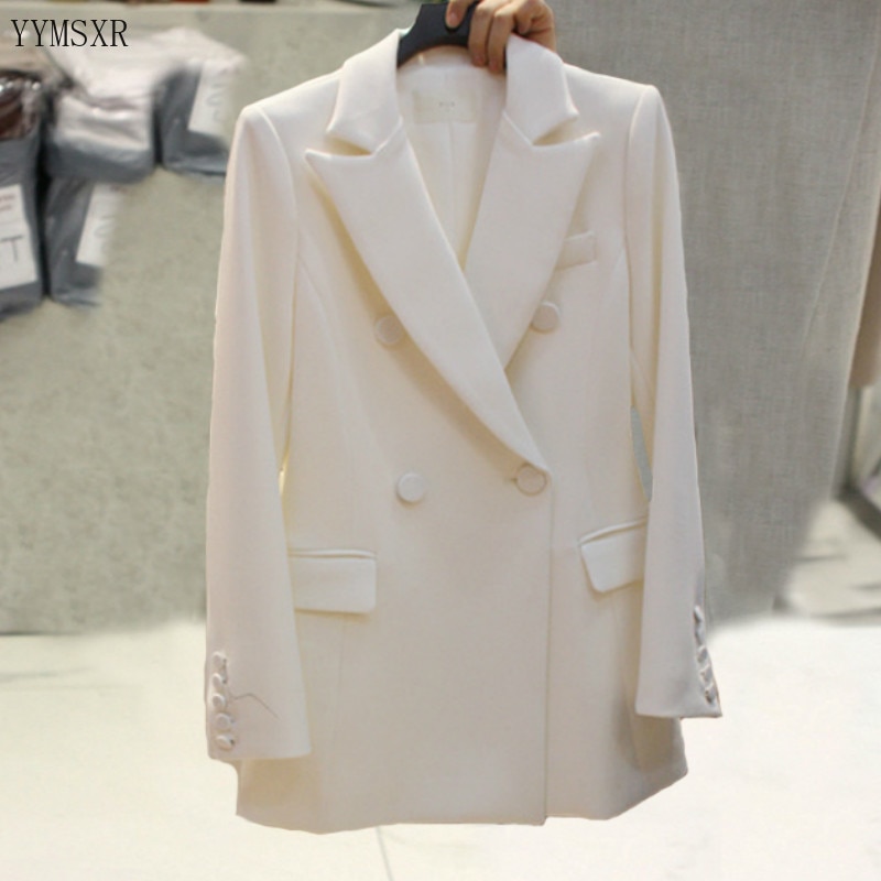 Autumn and winter women's blazer high quality 2020 casual solid color slim ladies jacket white Workwear office coat feminine