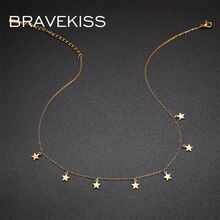 BRAVEKISS 7 Stars Gold Fashion Stainless Steel Necklace Metal Necklaces Chain For Women High Quality Jewelry Accessoriess UN0385