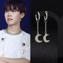 BTSARMY Bangtan Boys Punk Style Tassel Earrings JIMIN Moon Stud Earrings For Men Women Statement Jewelry Exquisite Gift KPOP