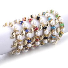 Beautiful Natural stone bead bracelet Imitation pearl beads Crystal beaded bracelets cute Gold fish Pendant Bracelet jewelry