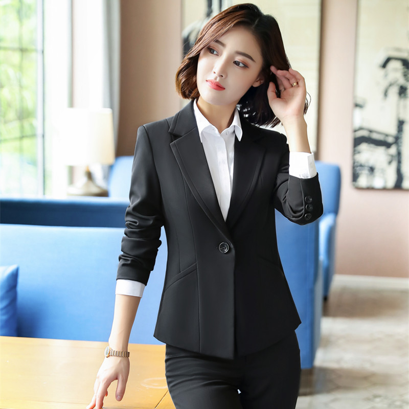 Black Formal Elegant Women's 2 Piece Set Pants Suits Blazer Jacket Office Lady Work Business Uniform Trousers Clothing